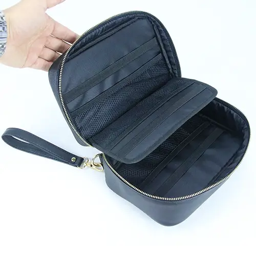 Waterproof  Rectangle Lipstick Make Up Brush Case Leather Makeup Pouch